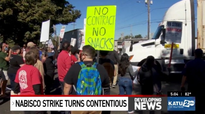 news broadcast of striking workers